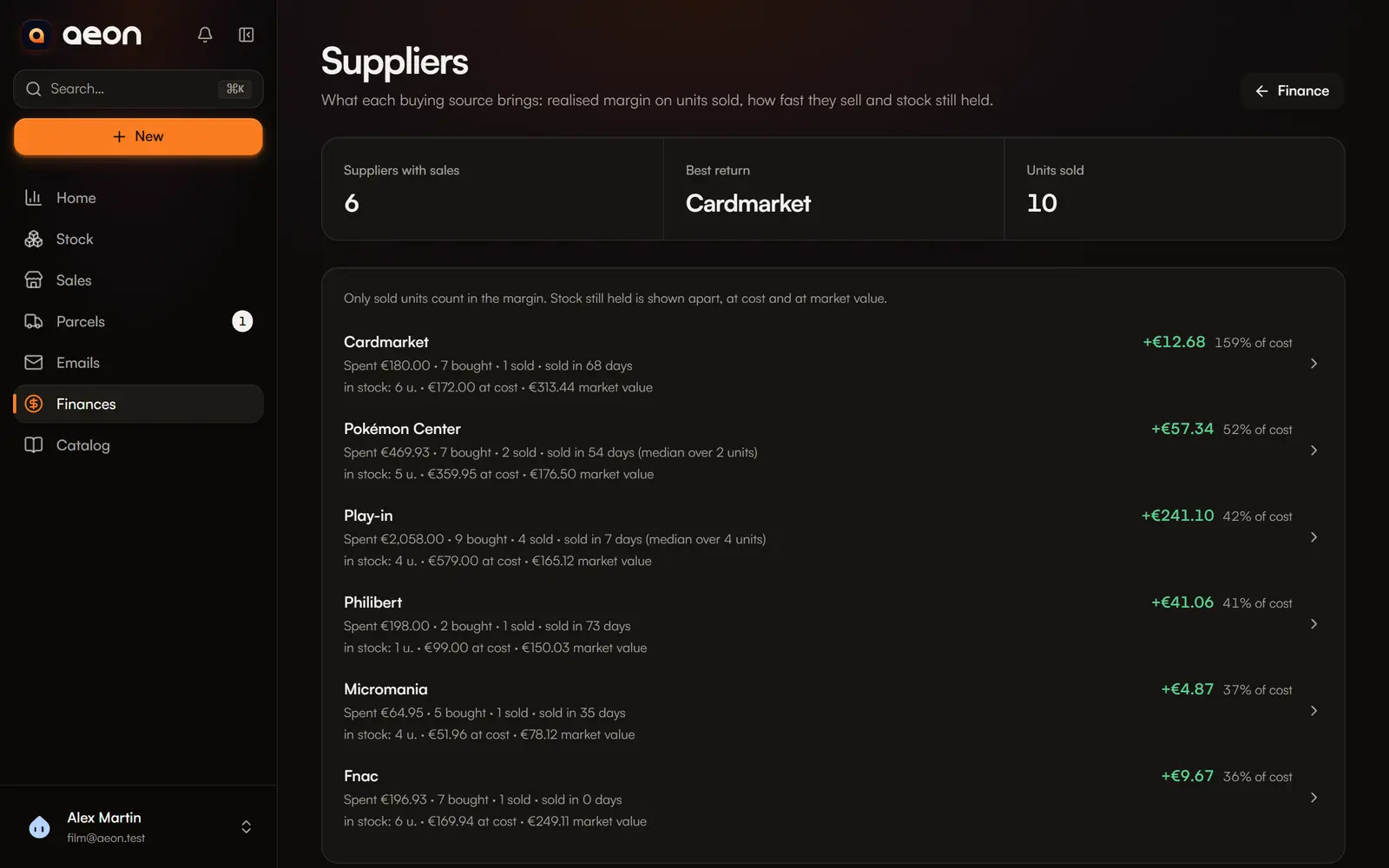The Suppliers page