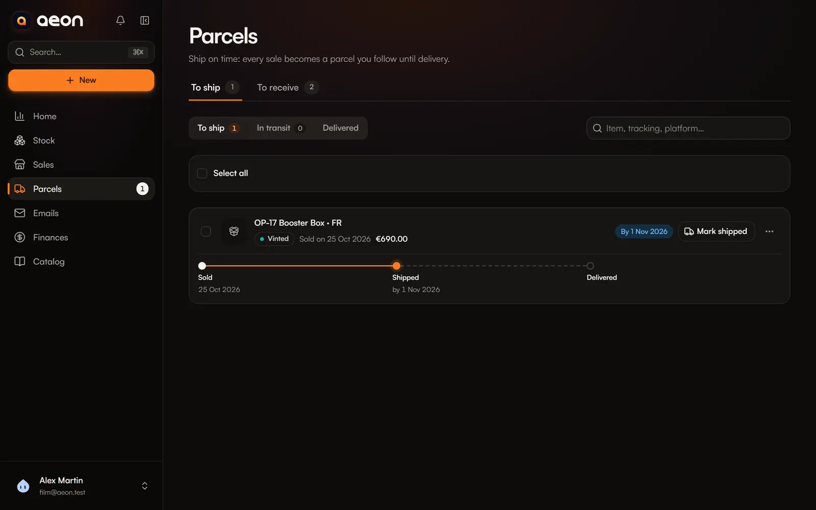 The list of parcels to ship