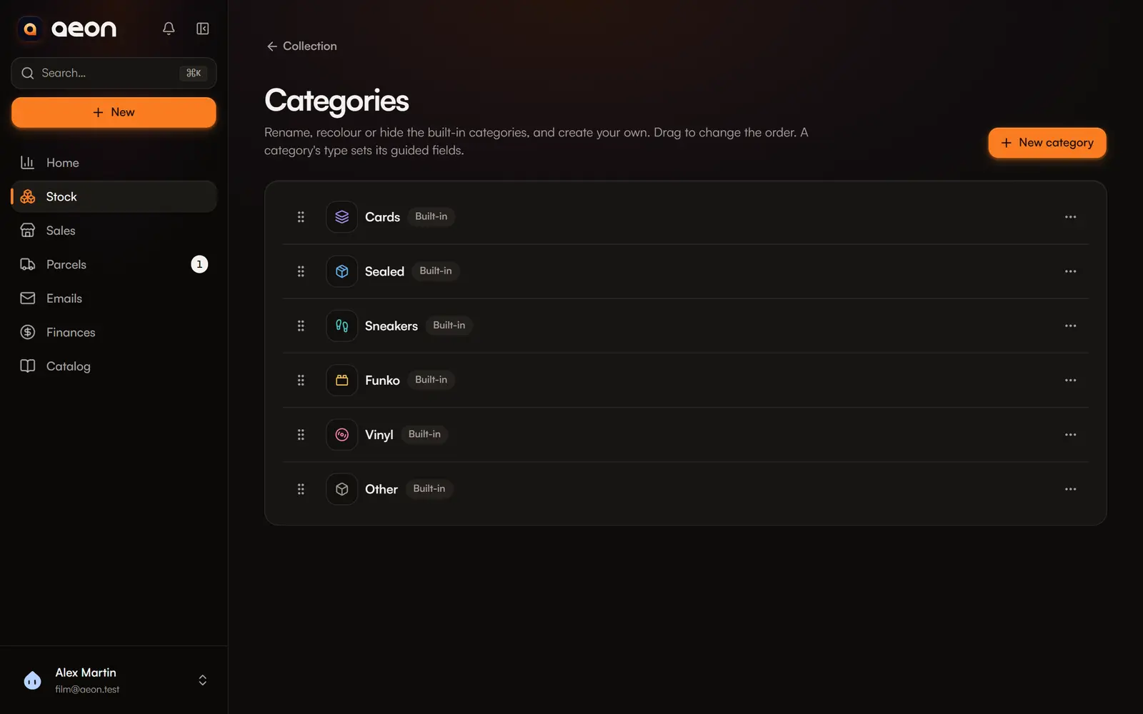 Managing categories