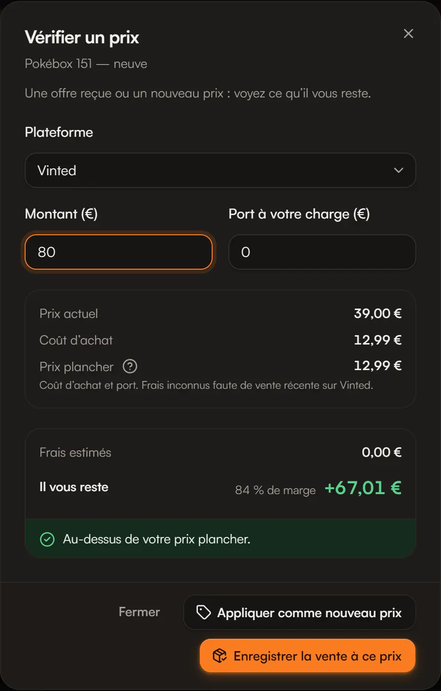 La vérification d’un prix avec le prix plancher